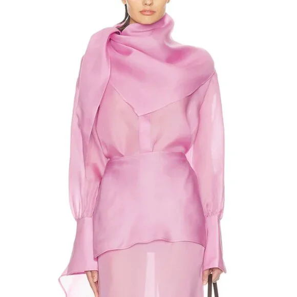 NWT BEST Helsa The Silk Gazar Shirt Ash Rose Pink Quiet Lux - Picture 10 of 12